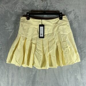 French Connection Womens Skirt Tennis Sabine Twill Pleated Mini Cotton Yellow 10